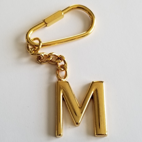 M keychain letter initial key ring gold tone monogram alphabet initial monogram - Picture 2 of 8